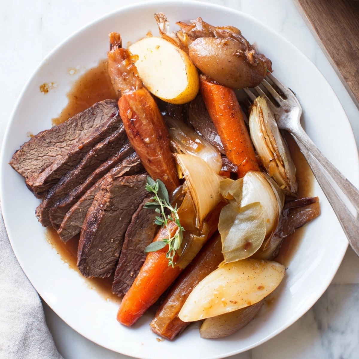 Comforting American Beer-Braised Brisket and root vegetables, slow-cooked until melt-in-your-mouth delicious.