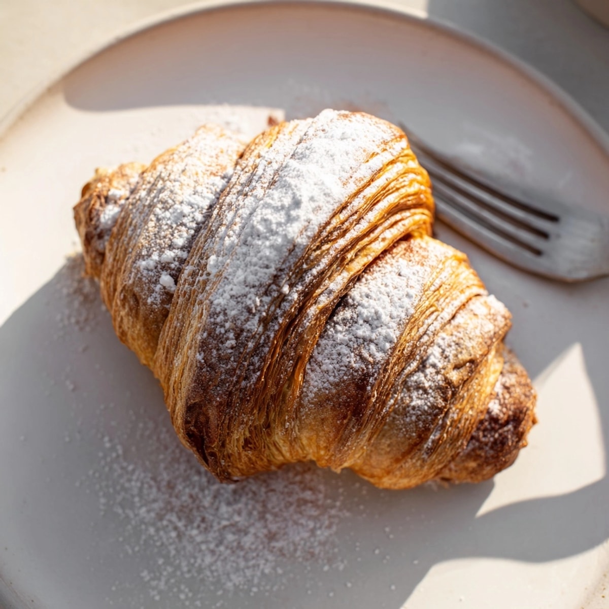 Freshly baked Viral Spiral Croissant, a buttery and beautifully twisted treat, warm and inviting.
