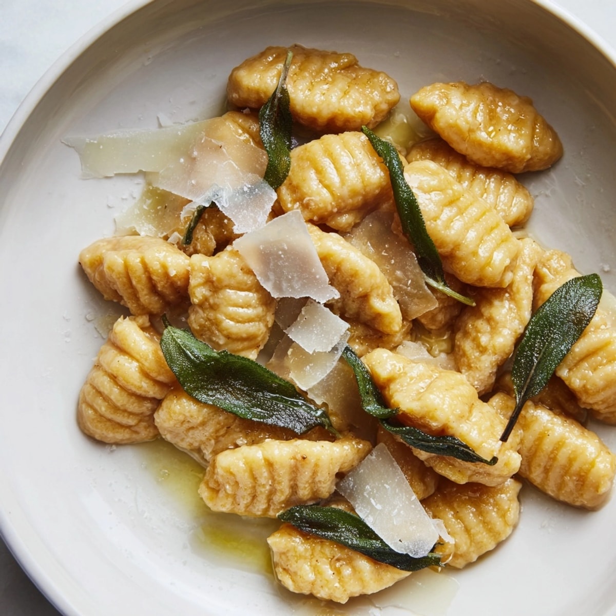 Homemade Sweet Potato Gnocchi pillows, bathed in brown butter—a warm, comforting vegetarian meal.