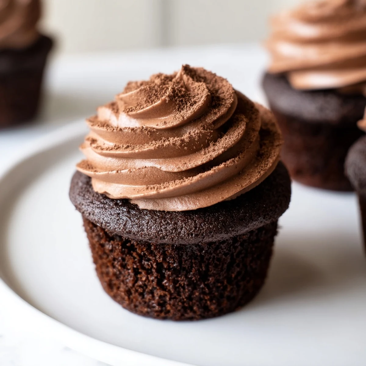 Freshly baked chocolate cupcake, presenting a delicious, moist treat perfect for any gathering.