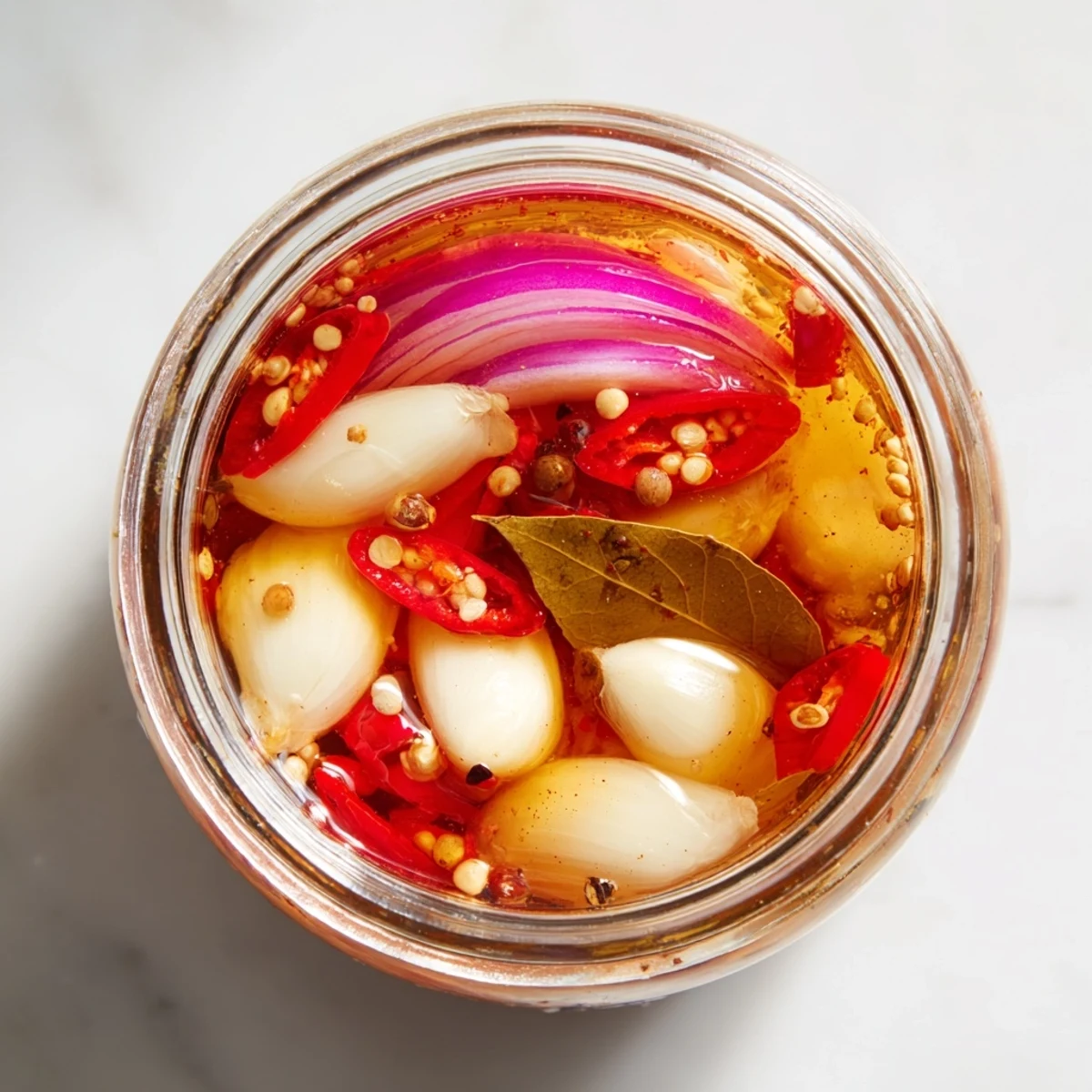 Homemade Spiced Vinegar with visible chilies and peppercorns, ideal for dipping spring rolls immediately.
