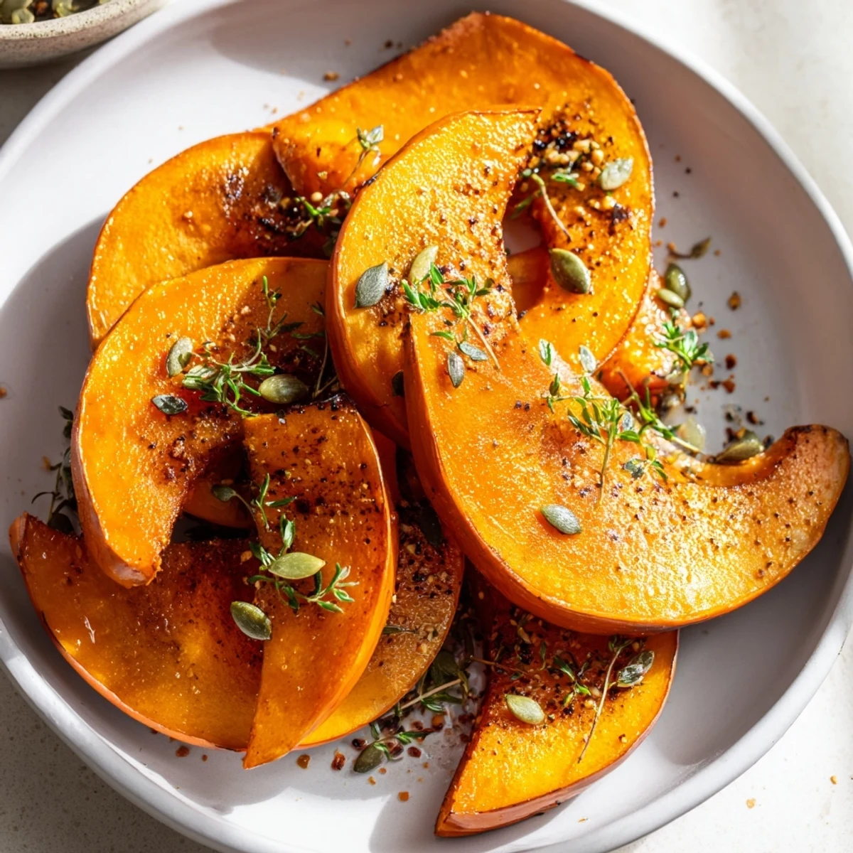 A close-up view of perfectly caramelized roasted pumpkin, ready to enjoy as a flavorful side.