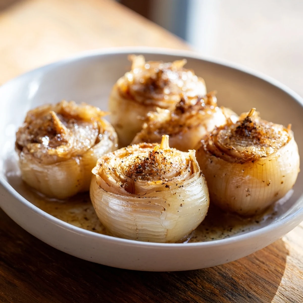 Golden-brown roasted garlic bulb, soft and fragrant, perfect as a creamy appetizer spread.