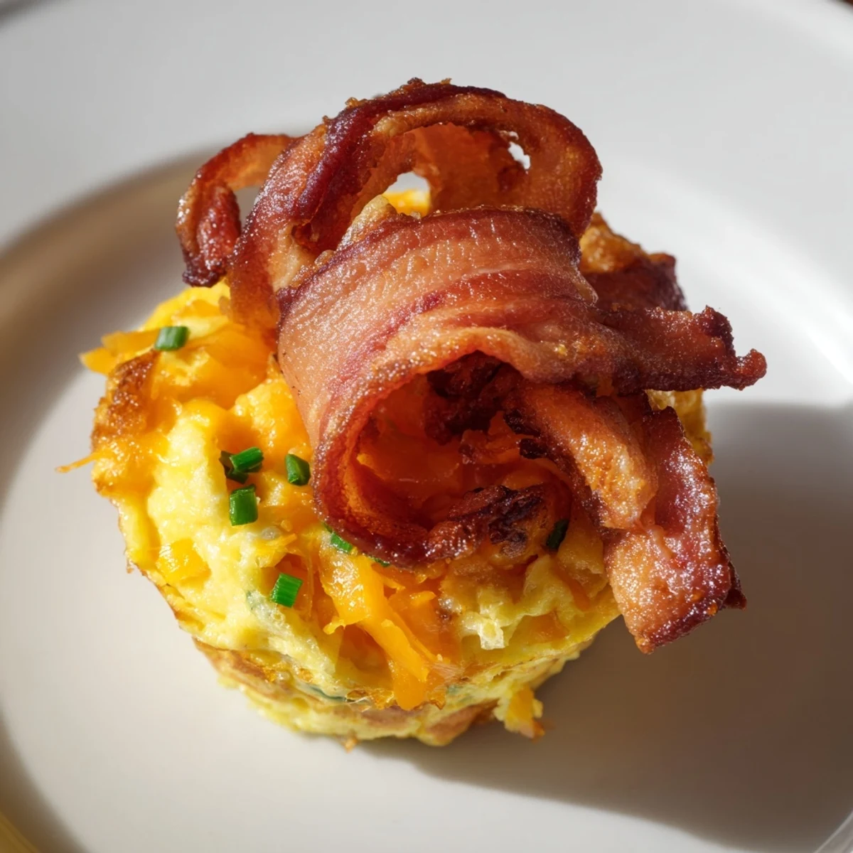 These delicious Scrambled Egg Cups offer fluffy textures with bacon, cheese, and chives within.