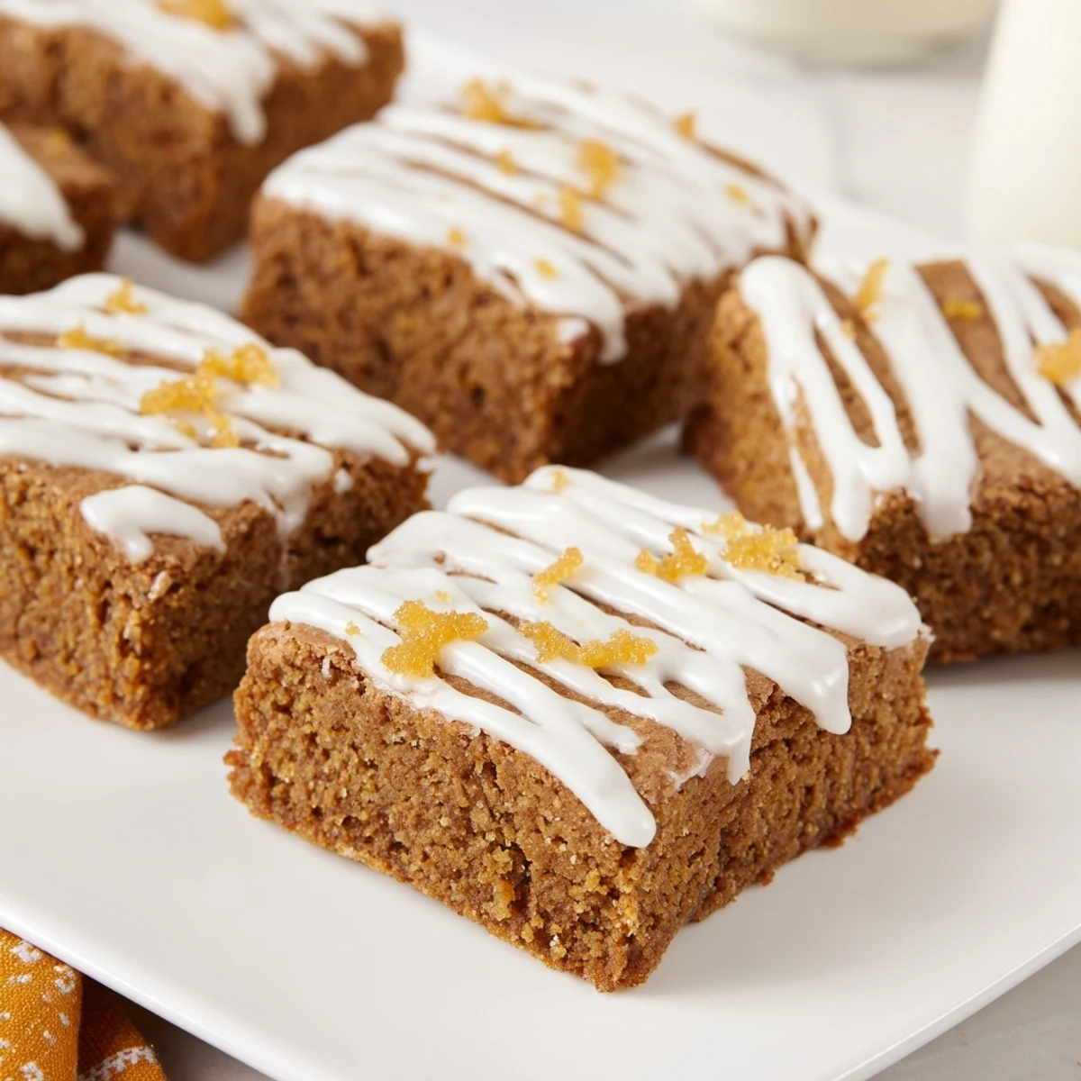 Delicious gingerbread cookie bars with perfect edges, ideal for sharing during the holidays.
