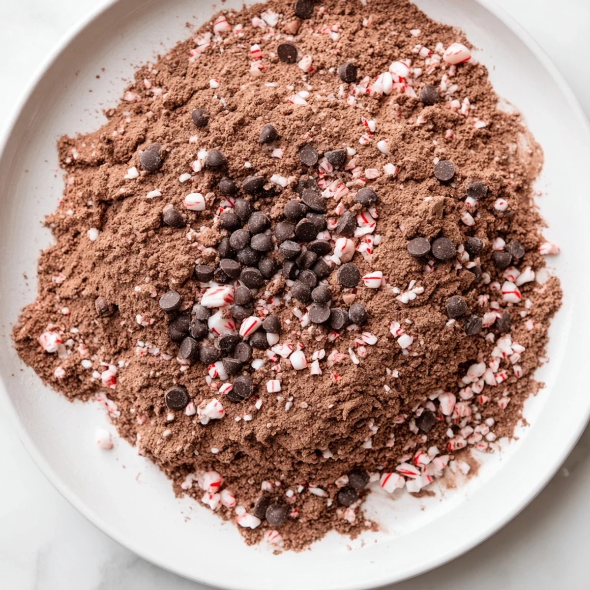 Close-up of fluffy whipped cream topping a mug of Peppermint Hot Cocoa Mix, rich and delicious.