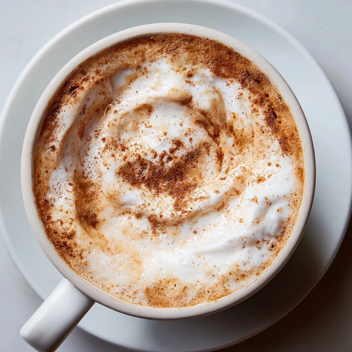 Freshly brewed spiced coffee blend, looking dark and inviting, ready to wake you up gently.