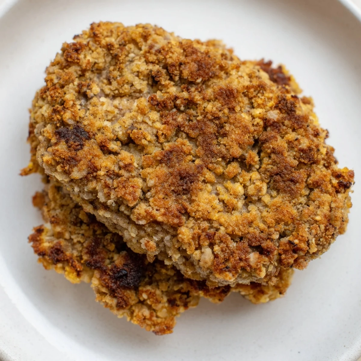 Golden, crispy-fried veggie chicken cutlets sizzle in a skillet, ready for a delicious meatless meal.