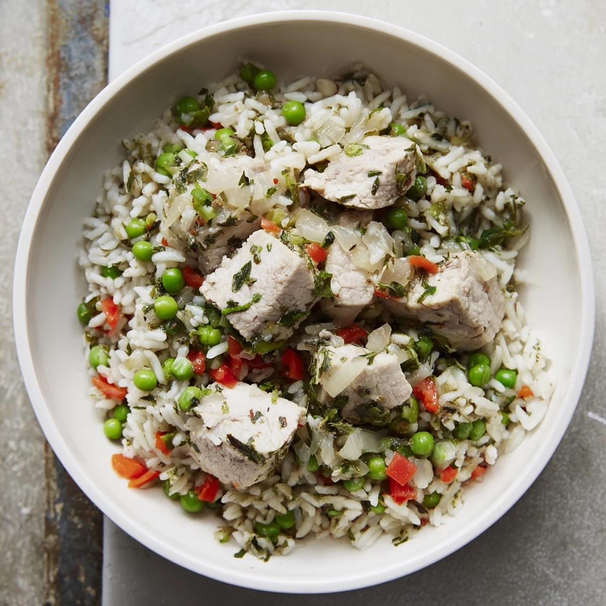 A one-pan, hearty Beef and Rice Skillet dish with savory beef and vegetables.