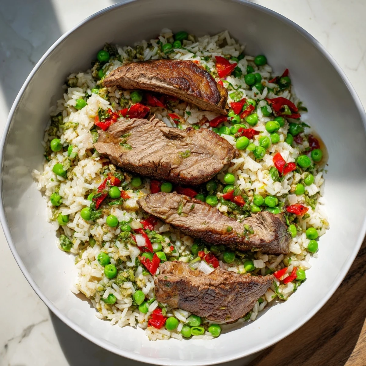 Golden brown beef, rice, and veggies star in this comforting Beef and Rice Skillet meal.
