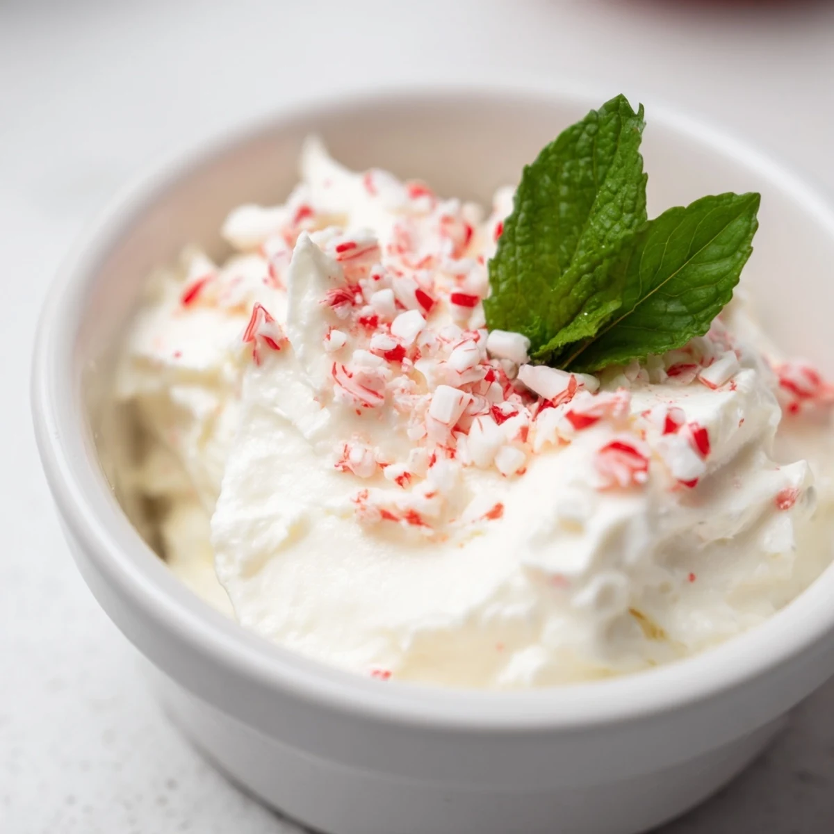 Cool, creamy Cream Peppermint, perfectly set and ready to savor after a delicious dinner.