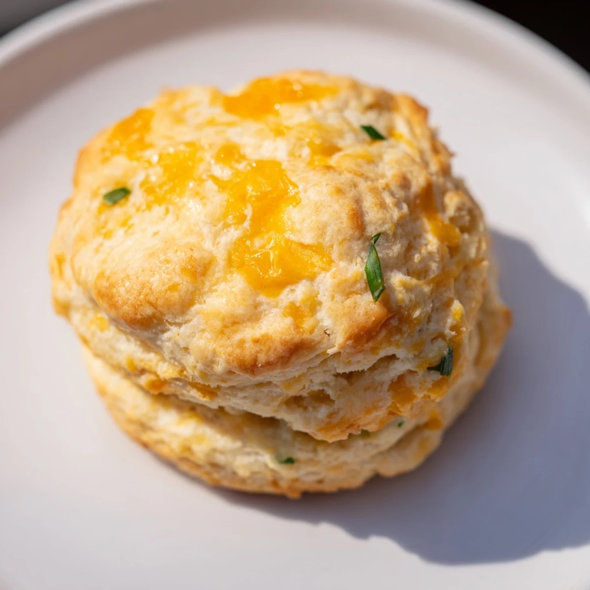 Golden brown Savory Biscuits, tender and cheesy, perfect for soaking up delicious gravy.