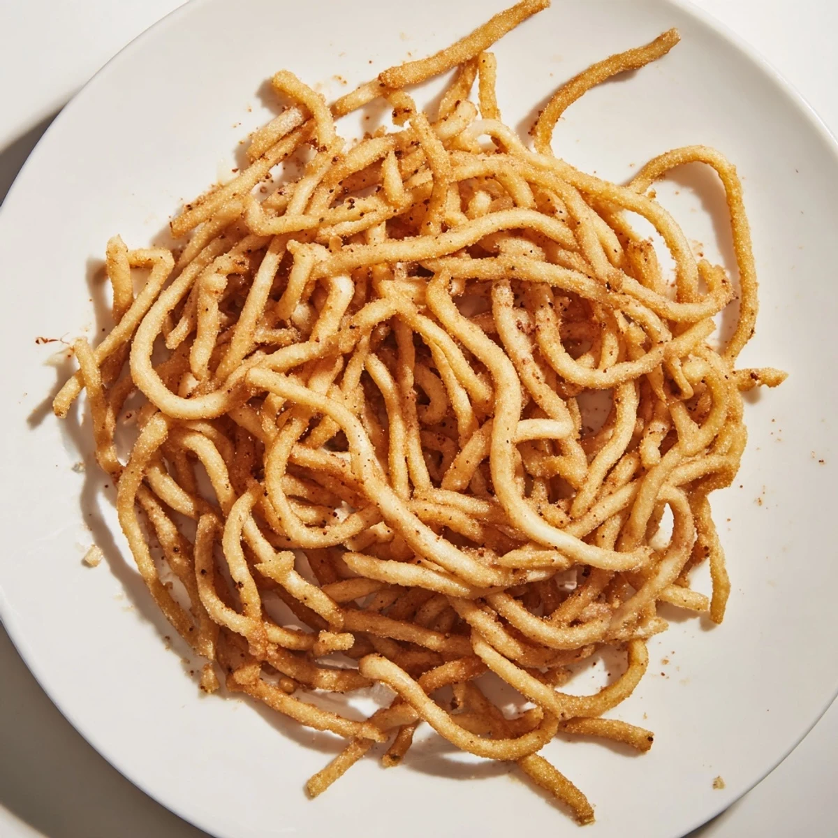 Golden brown, crispy Noodle Crispy, a delicious Asian snack, perfect for a party appetizer.