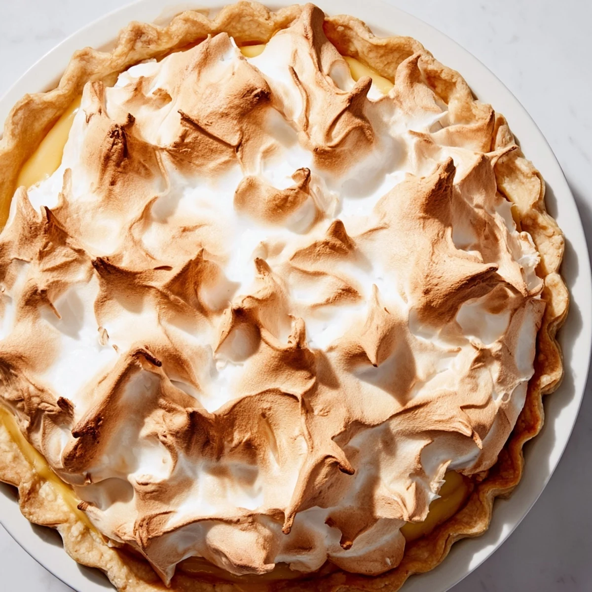 Golden brown meringue caps the creamy lemon filling in this delicious Zesty Lemon Meringue Pie.
