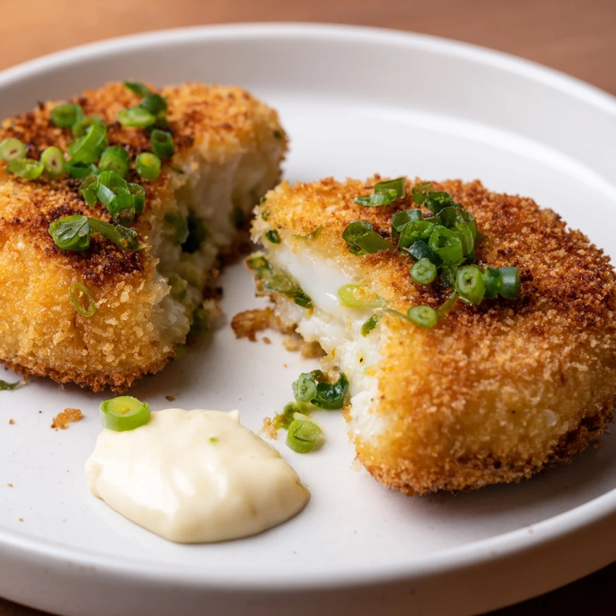 These flaky and flavorful crispy fishcakes, served with creamy lemon mayo, look absolutely divine.