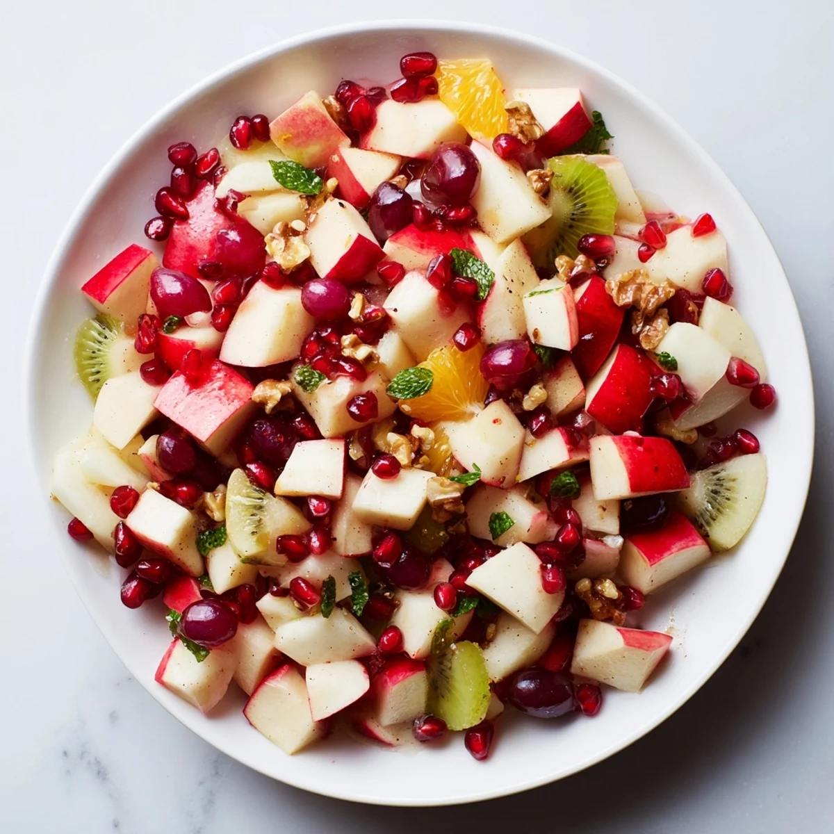 A colorful Winter Fruit Salad with juicy oranges and ruby-red pomegranate seeds awaits.
