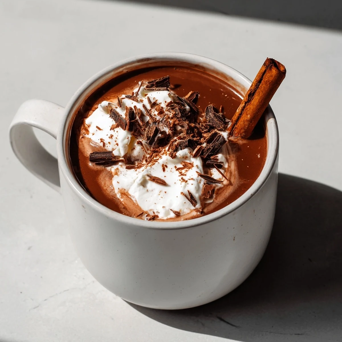 Cozy up with this warm Spiced Hot Chocolate, rich with cinnamon and nutmeg flavors.