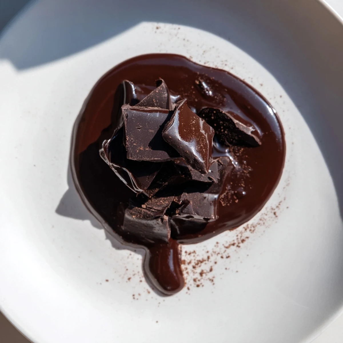 A glistening, perfect swirl of Warm Chocolate Sauce, ready to be poured over a warm brownie.