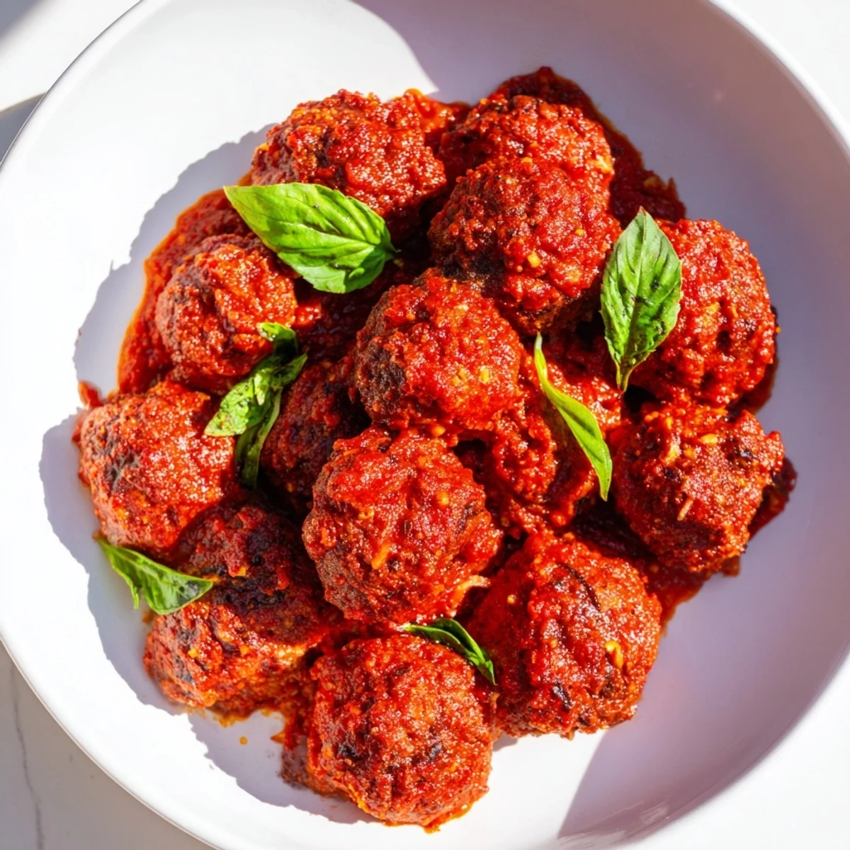 Juicy Turkey Meatballs with Marinara, simmering in a rich, flavorful tomato sauce, ready for pasta.