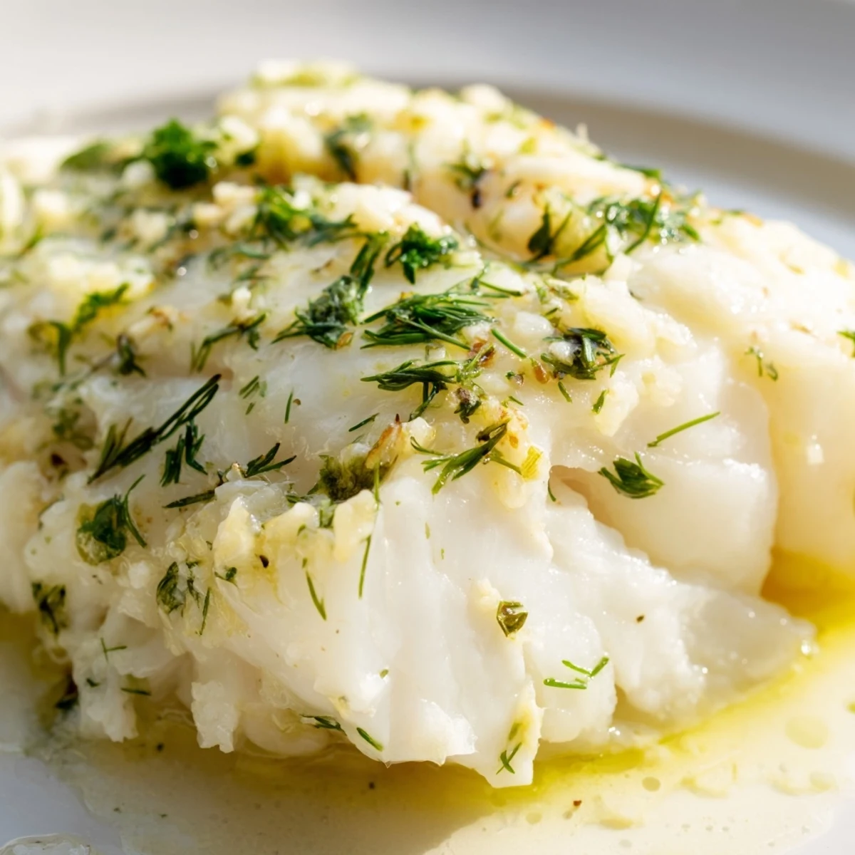 Serve this easy Mediterranean Baked Cod with Garlic Butter and Fresh Herbs with roasted vegetables.