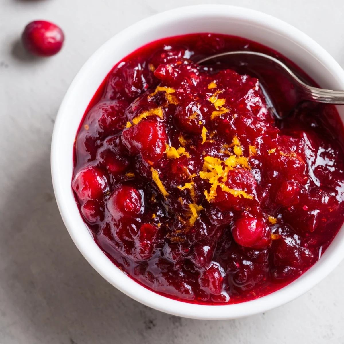 Glistening homemade Cranberry Sauce with a Cinnamon Stick sits beside a festive roast chicken.