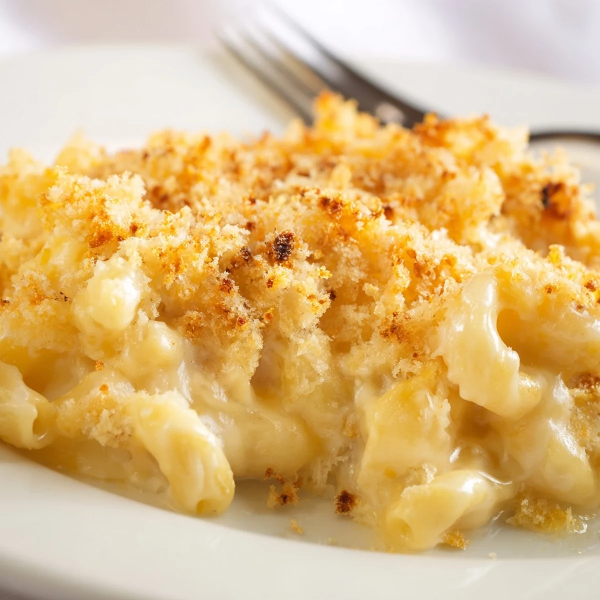 Creamy Baked Macaroni and Cheese with Cheddar featuring tender elbow macaroni coated in rich, glossy sharp cheddar sauce.