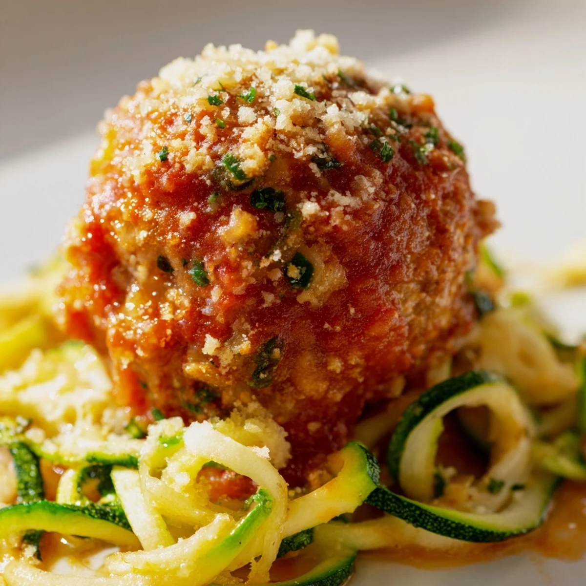 Ready in 45 minutes, these gluten-free turkey meatballs with zucchini noodles make an easy weeknight family dinner.