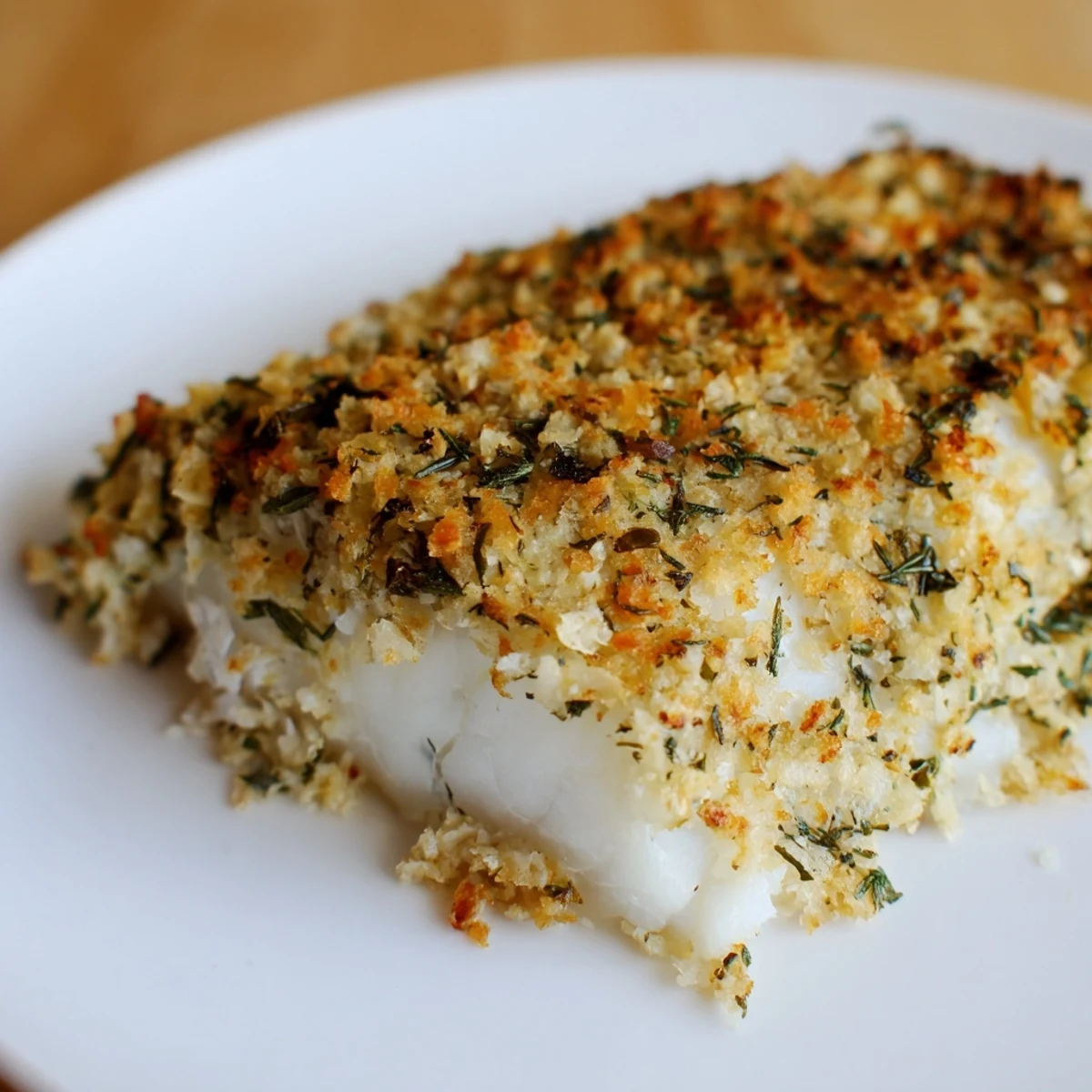 Flaky tender Baked Cod Fillet Dinner garnished with parsley and lemon wedges alongside colorful roasted root vegetables.