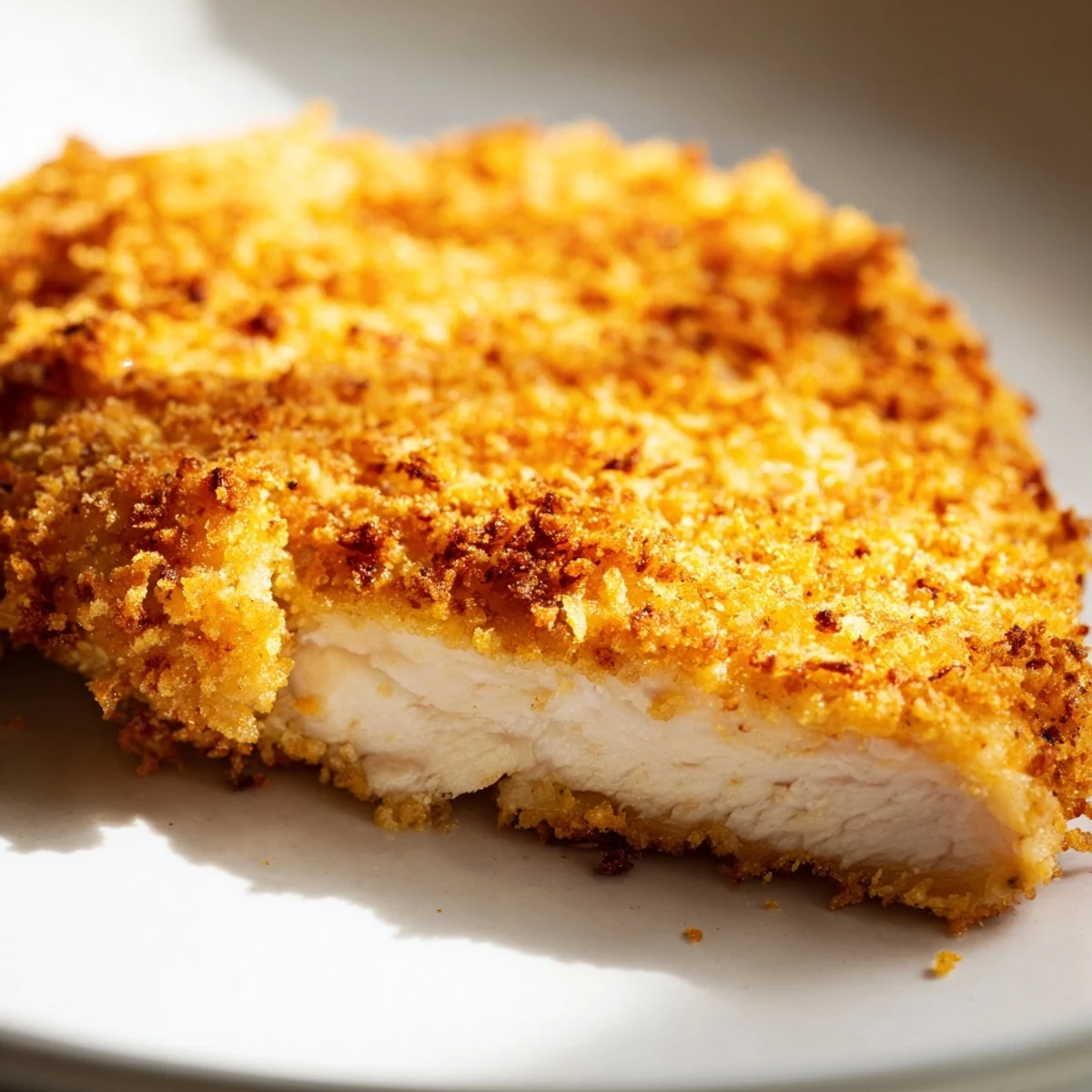 Golden-brown Crispy Dinner Chicken breast served alongside creamy mashed potatoes and coleslaw.