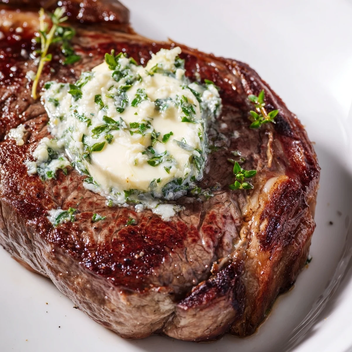 Tender beef dinner steak resting before serving, drizzled with savory butter for an American main course.