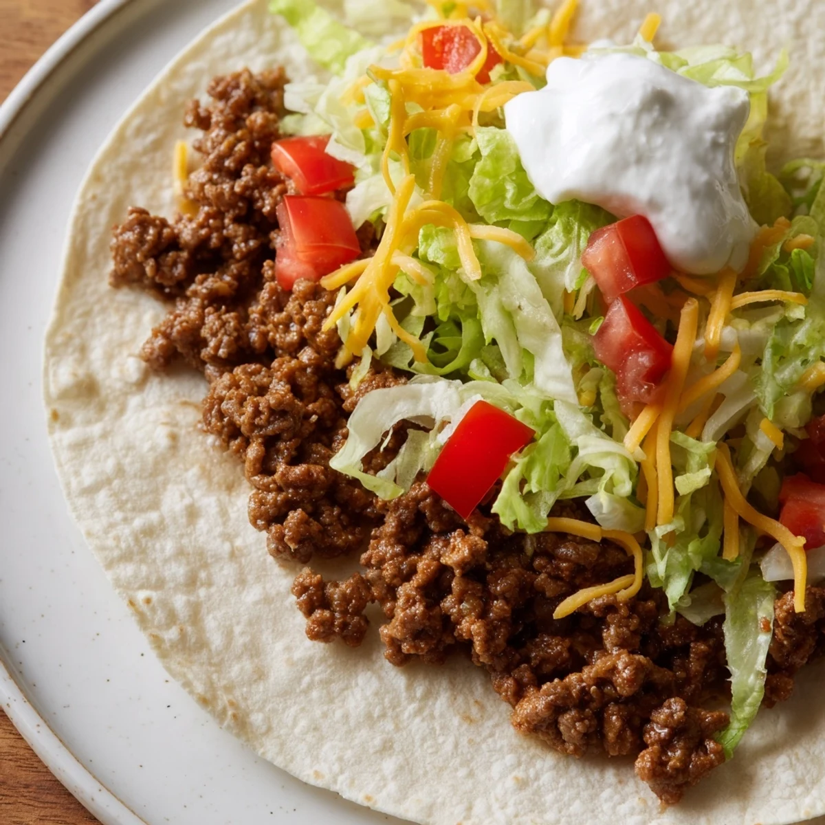 Beef Tacos with Homemade Taco Seasoning ready to eat, paired with sour cream and cold lager.