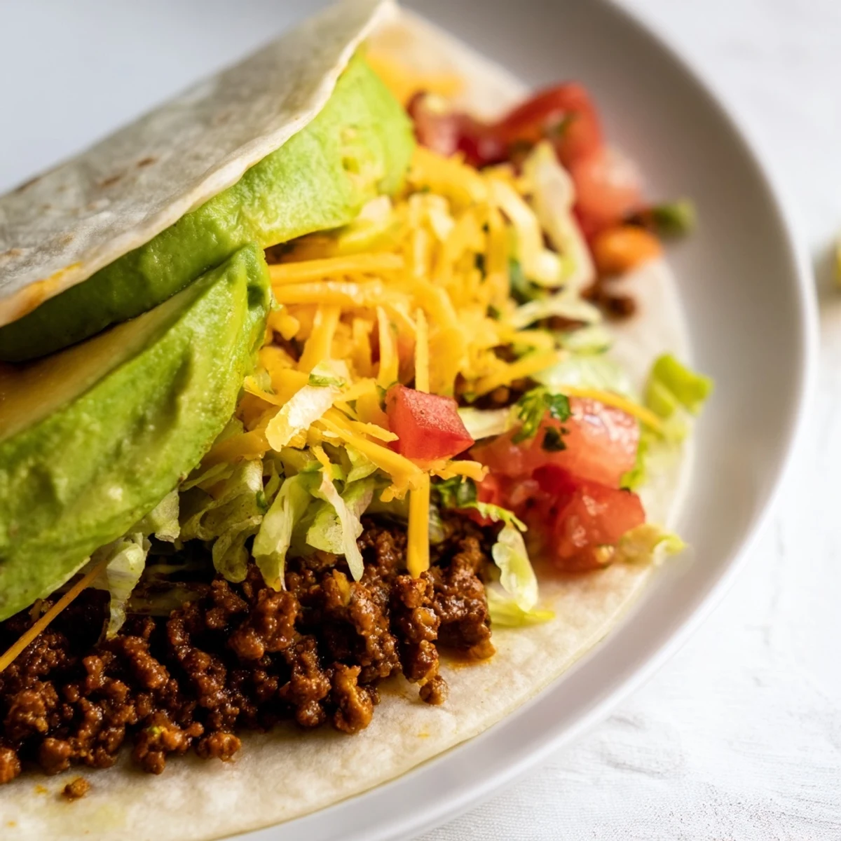 Beef Tacos with Soft Tortillas piled high with seasoned ground beef and topped with vibrant fresh salsa.