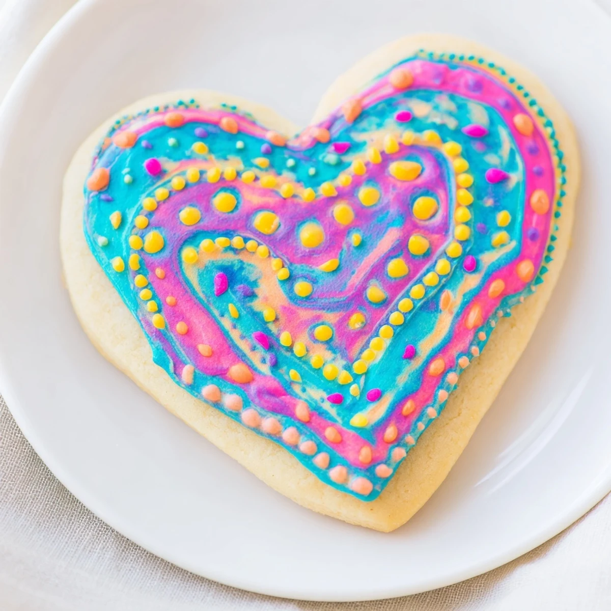 Freshly baked Heart Shaped Sugar Cookies with Icing, featuring a golden edge and a glossy, translucent red glaze that drips slightly over the sides.  