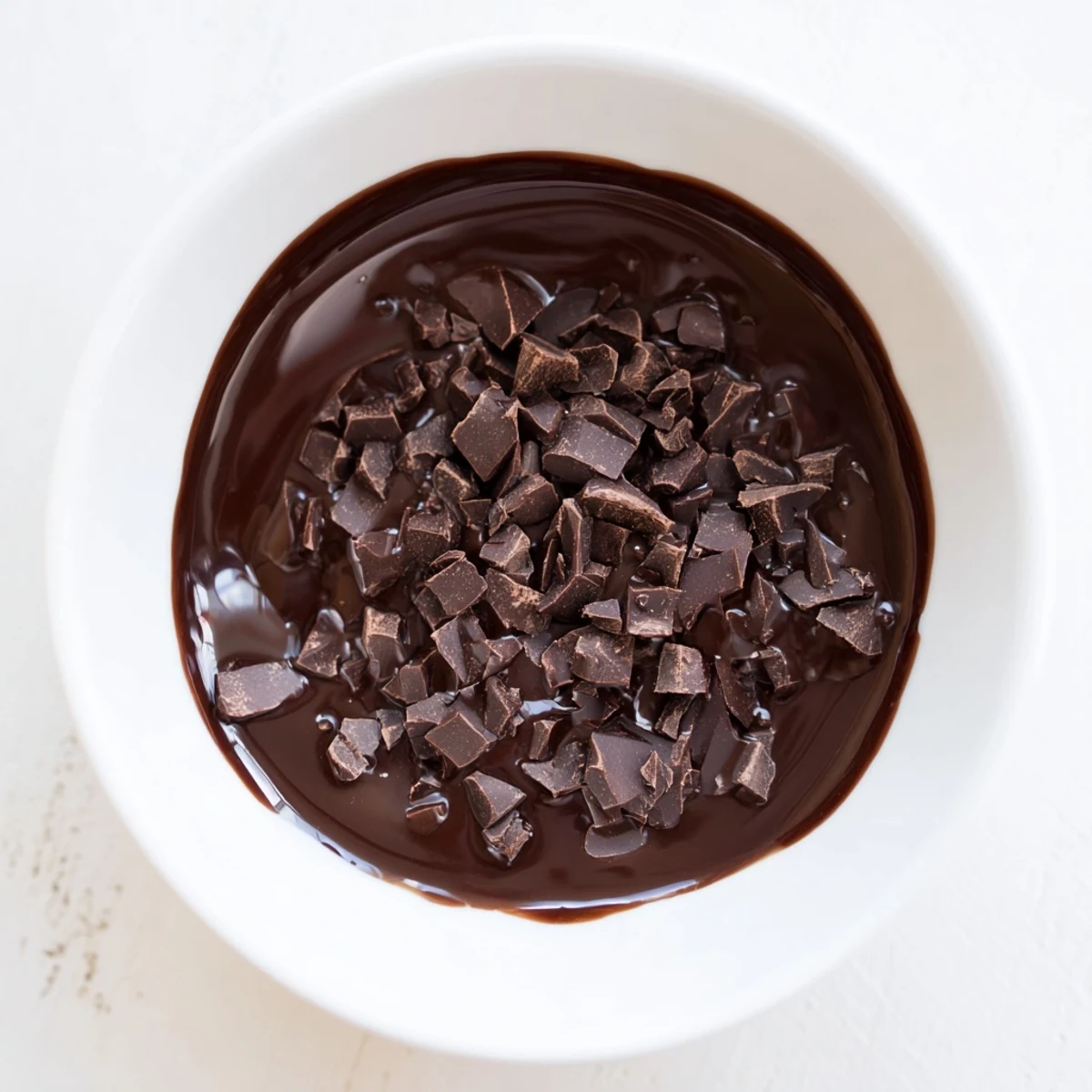 Rich dark chocolate fondue bubbling beside sliced apples, kiwi, strawberries, and bananas for dipping.