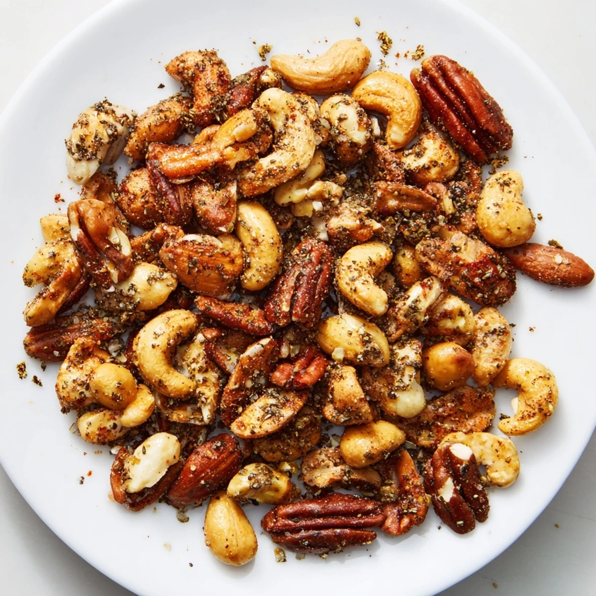 A bowl of Creole Spiced Nuts Mix tossed with paprika and herbs, served alongside a chilled craft beer.