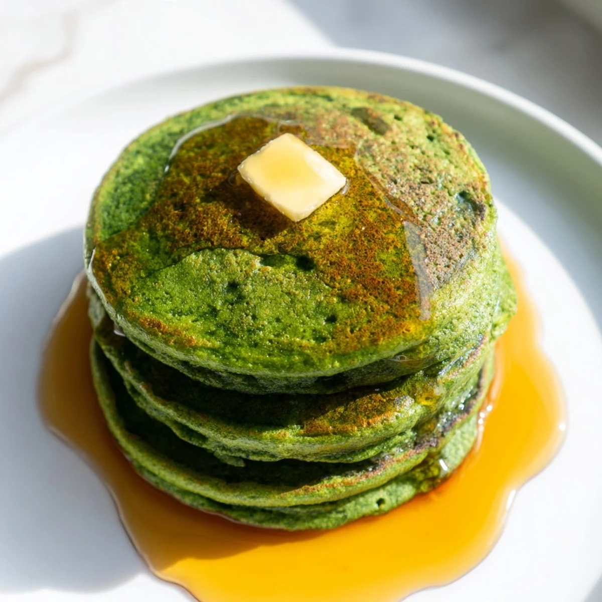 Healthy spinach pancakes with fresh green hue, perfect for a quick and easy vegetarian breakfast.