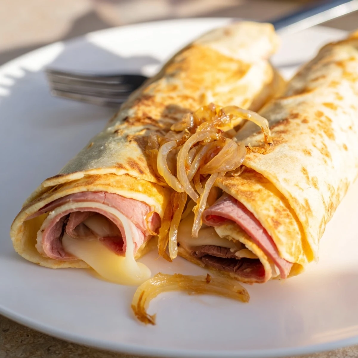 Sliced Easy French Dip Tortilla Roll Ups reveal layers of savory roast beef and gooey cheese, arranged on a rustic wooden board with fresh thyme and a small dipping cup.