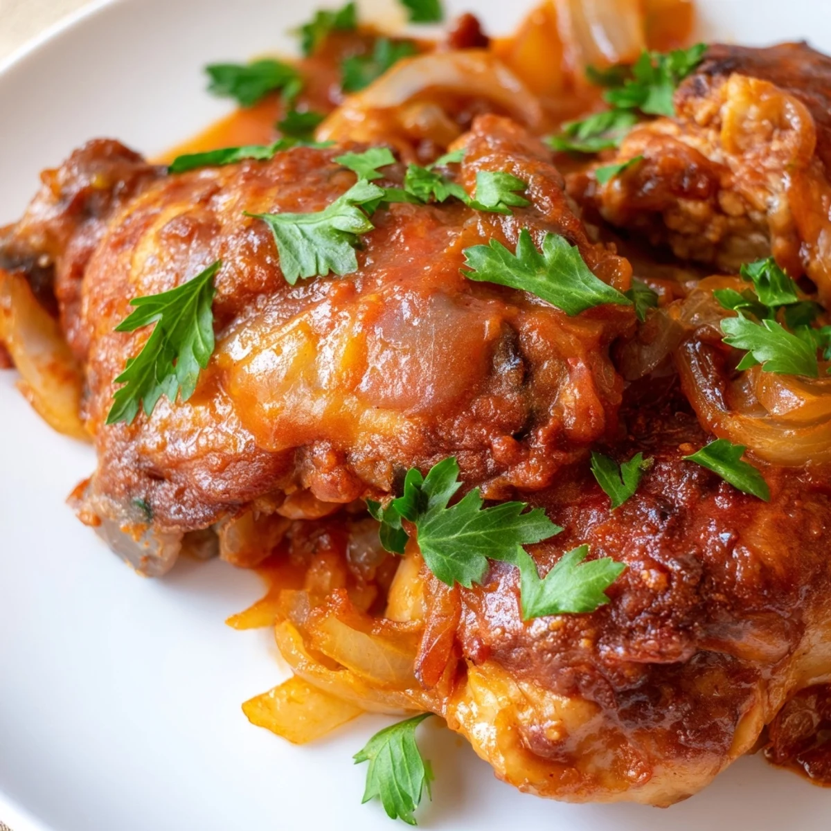 Tender Braised Catalina Chicken served with fluffy rice, soaking up the sweet and tangy sauce.