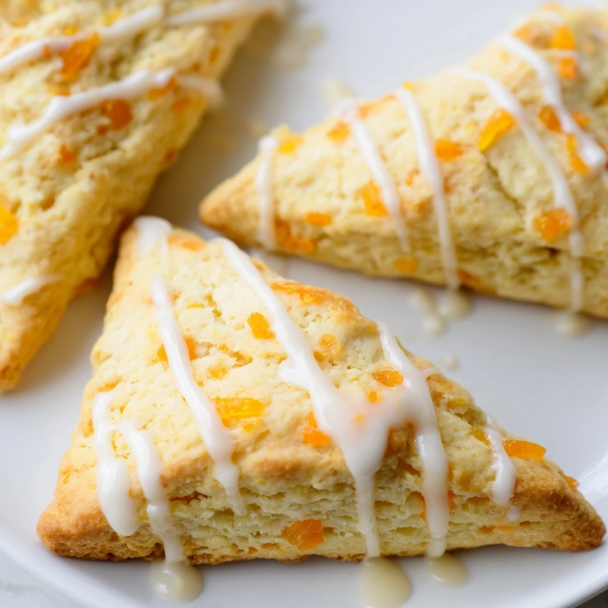 Golden brown Candied Ginger Orange Scones are served warm beside a steaming cup of Earl Grey tea.