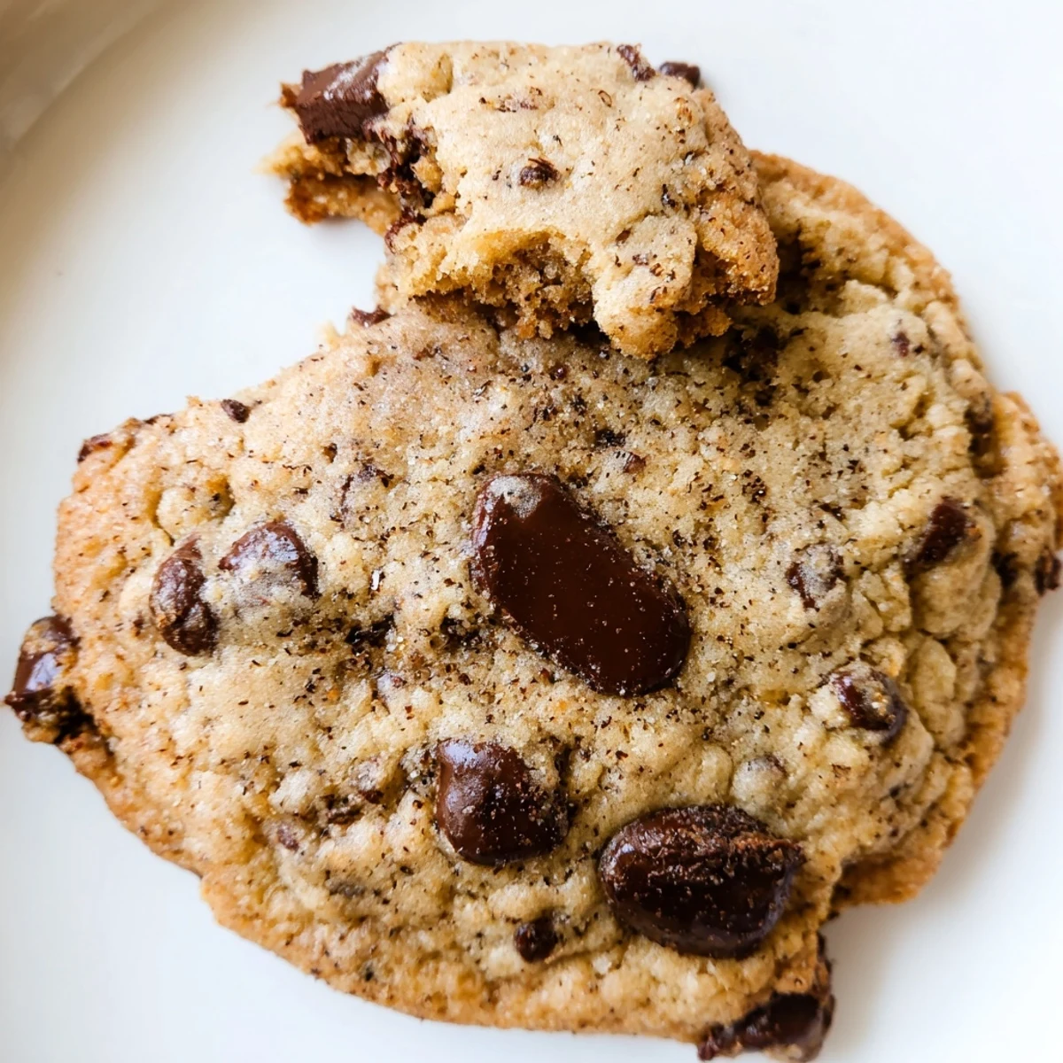 Warm Chai Spiced Chocolate Chip Cookies on a cooling rack, melty chips glistening.