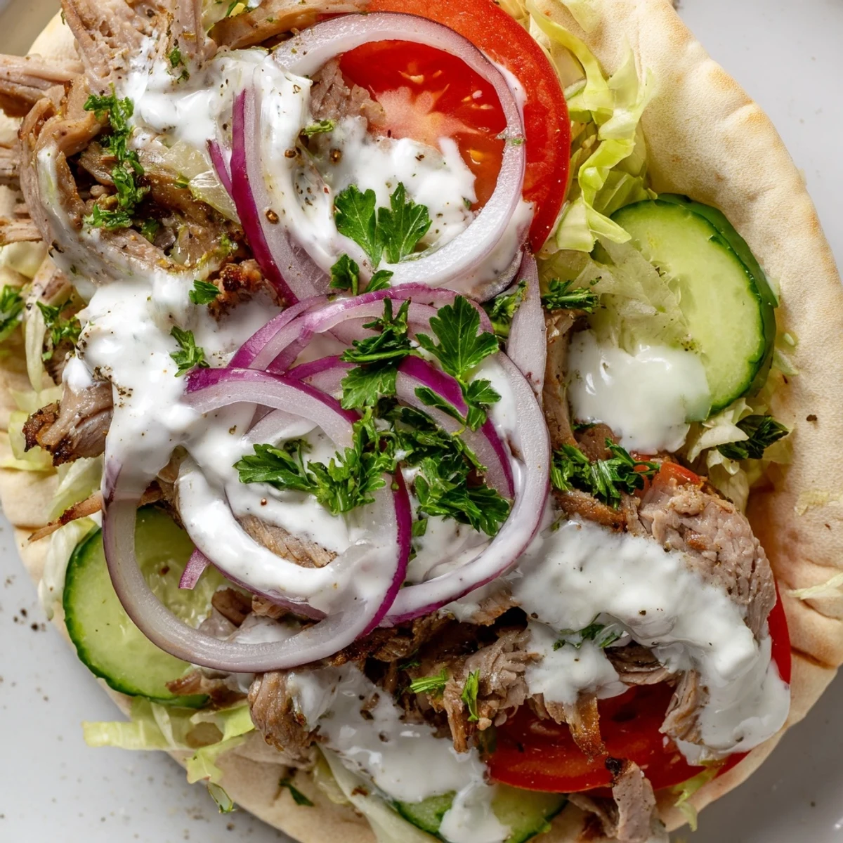 Freshly grilled Homemade Doner Kebab wrapped in warm pita bread, overflowing with juicy spiced lamb and crisp vegetables.