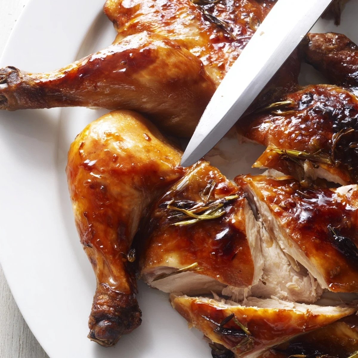 A whole roasted Shandong Roast Chicken with aromatic scallions and ginger sits on a wooden board, steaming invitingly.