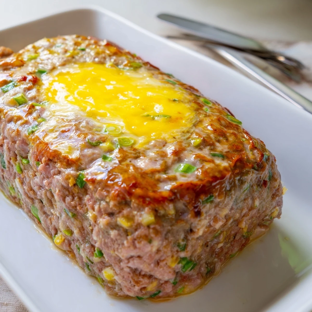 Savory Cha Trung Hap arranged on a plate with herbs, ready for a banh mi.