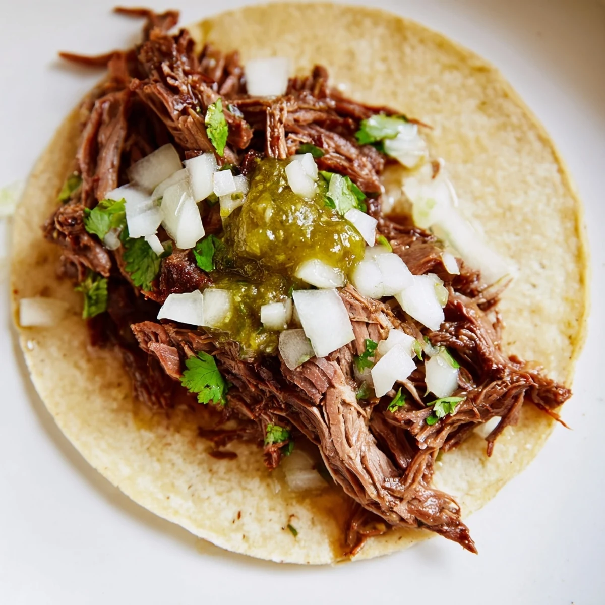 Juicy shredded Beef Cheek Tacos on a rustic wooden board with extra garnishes and a beer.