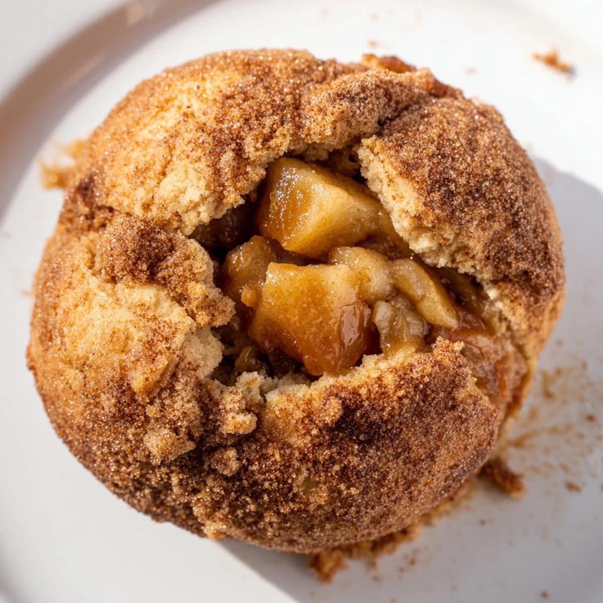 Freshly baked caramel apple pie bombs sprinkled with cinnamon sugar ready to serve