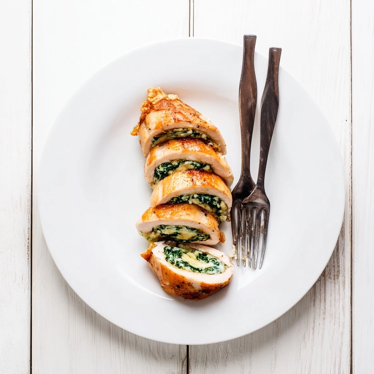 Golden baked spinach ricotta chicken stuffed with creamy filling and crispy parmesan topping