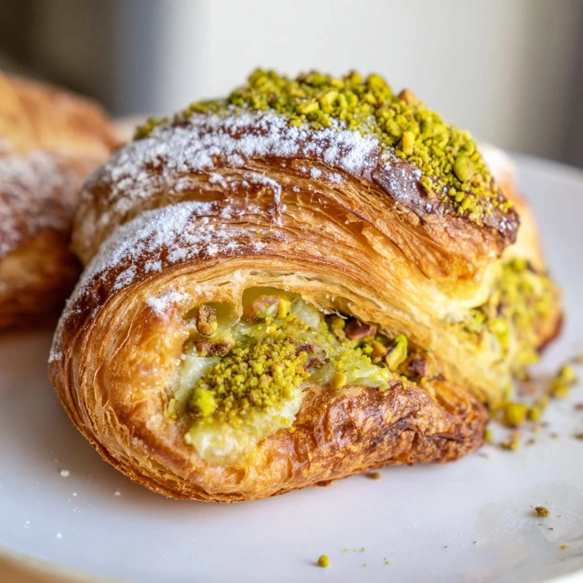Flaky buttery pastry filled with sweet pistachio cream baked until golden and perfectly crisp