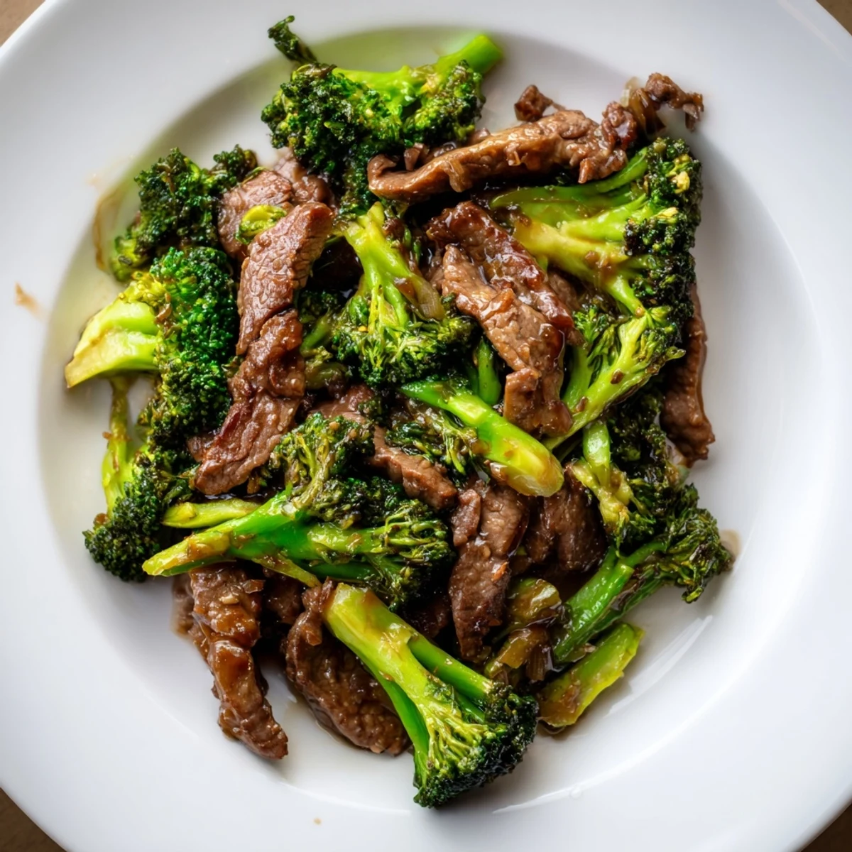 Thick homemade beef and broccoli stir fry sauce caramelizes over seared beef and crisp broccoli in a hot wok