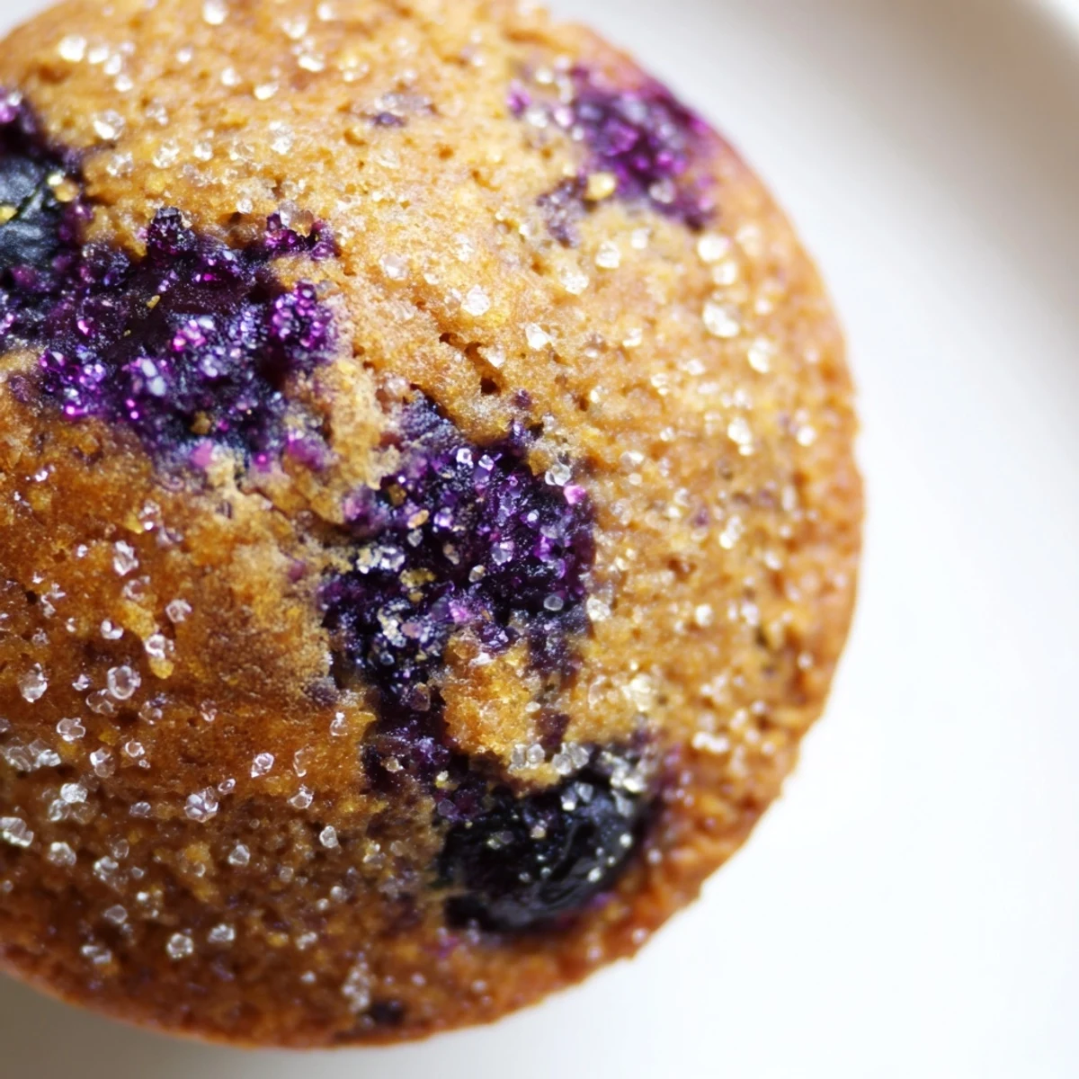 Golden lemon blueberry muffins with sparkling sugar tops fresh from the oven