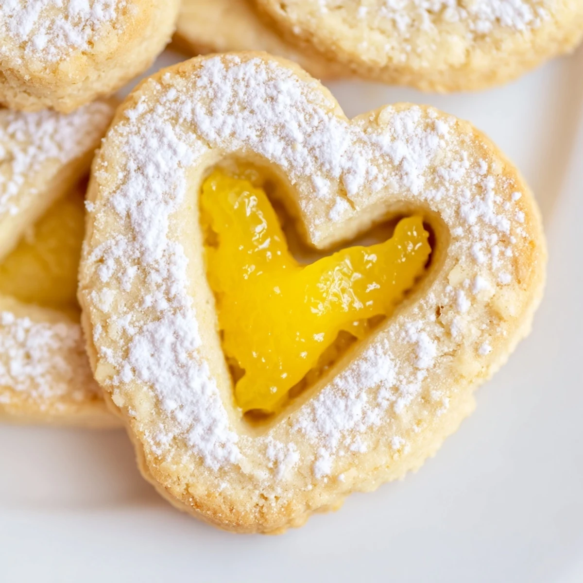Delicate Meyer Lemon Curd Linzer Cookies sandwiching bright yellow citrus filling with cutout window